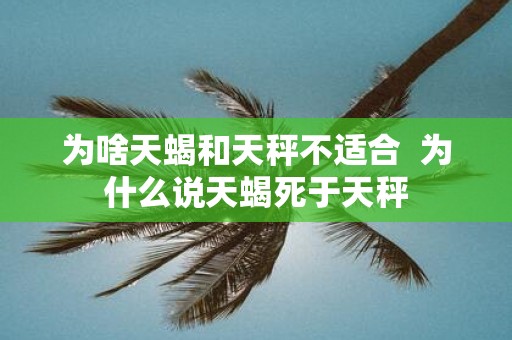 为啥天蝎和天秤不适合 为什么说天蝎死于天秤