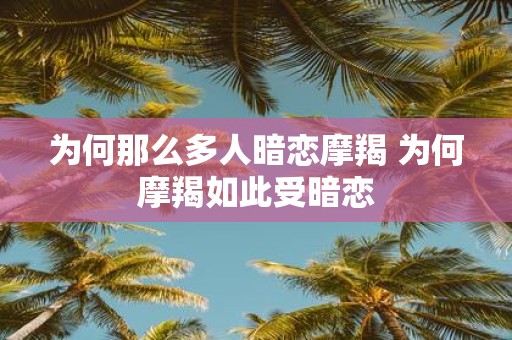 为何那么多人暗恋摩羯 为何摩羯如此受暗恋