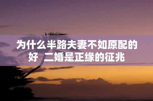 为什么半路夫妻不如原配的好 二婚是正缘的征兆
