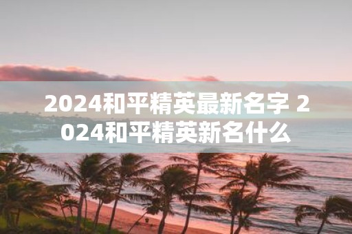 2025和平精英最新名字 2025和平精英新名什么
