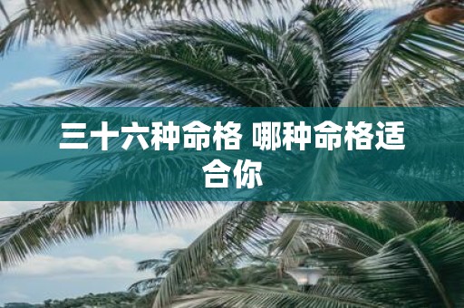 三十六种命格 哪种命格适合你
