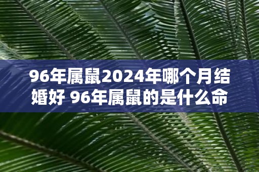 96年属鼠2025年哪个月结婚好 96年属鼠的是什么命