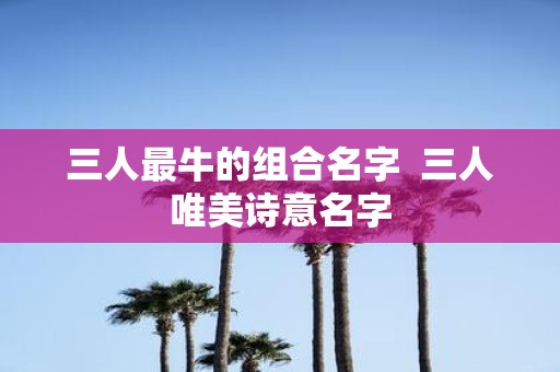 三人最牛的组合名字 三人唯美诗意名字