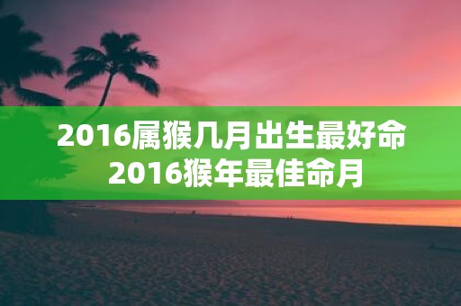 2016属猴几月出生最好命 2016猴年最佳命月
