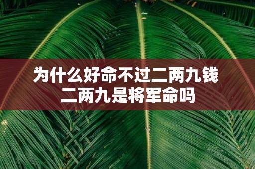 为什么好命不过二两九钱 二两九是将军命吗