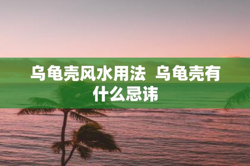 乌龟壳风水用法 乌龟壳有什么忌讳