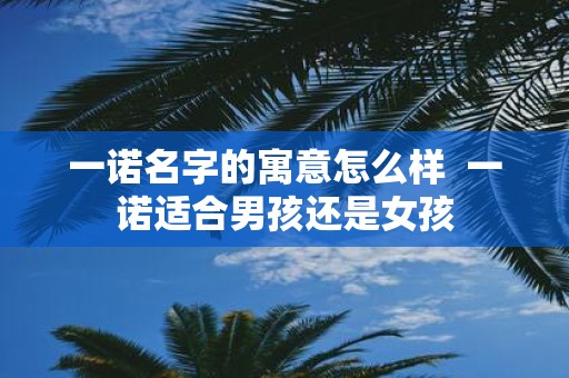 一诺名字的寓意怎么样 一诺适合男孩还是女孩