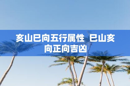 亥山巳向五行属性 巳山亥向正向吉凶