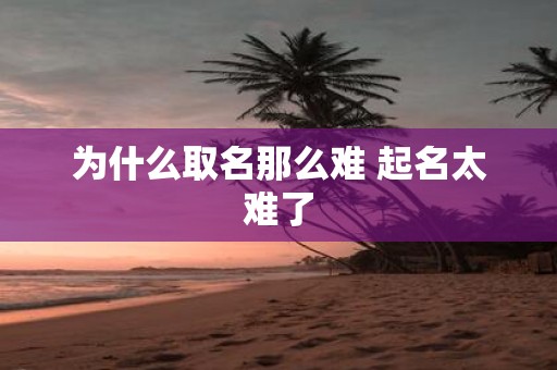 为什么取名那么难 起名太难了