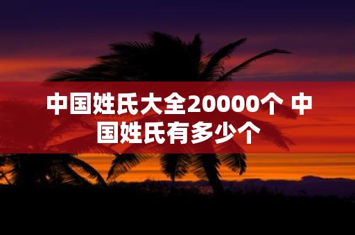 中国姓氏大全20000个 中国姓氏有多少个