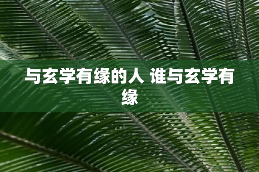 与玄学有缘的人 谁与玄学有缘