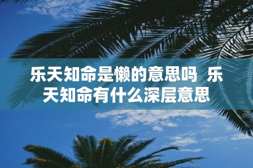 乐天知命是懒的意思吗 乐天知命有什么深层意思