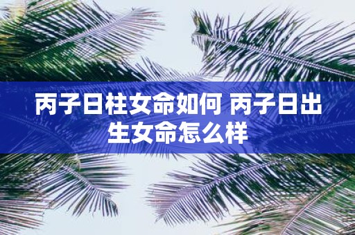 丙子日柱女命如何 丙子日出生女命怎么样