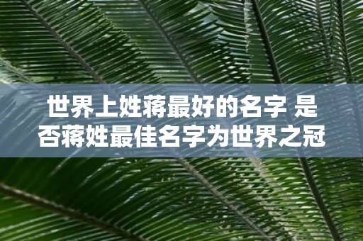 世界上姓蒋最好的名字 是否蒋姓最佳名字为世界之冠