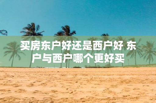 买房东户好还是西户好 东户与西户哪个更好买