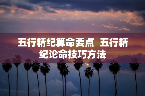 五行精纪算命要点 五行精纪论命技巧方法