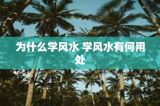 为什么学风水 学风水有何用处