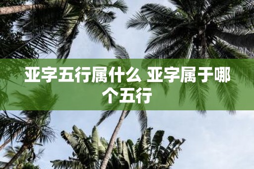 亚字五行属什么 亚字属于哪个五行
