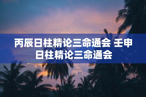 丙辰日柱精论三命通会 壬申日柱精论三命通会