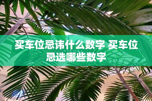 买车位忌讳什么数字 买车位忌选哪些数字