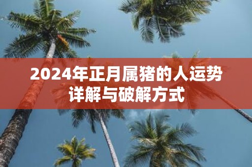 2025年正月属猪的人运势详解与破解方式
