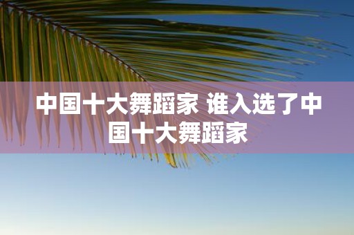 中国十大舞蹈家 谁入选了中国十大舞蹈家