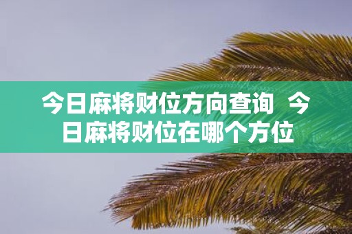 今日麻将财位方向查询 今日麻将财位在哪个方位