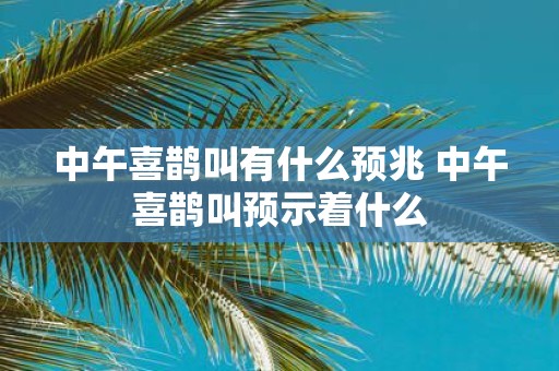 中午喜鹊叫有什么预兆 中午喜鹊叫预示着什么