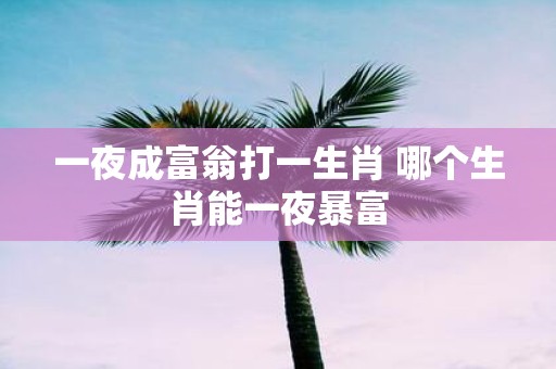 一夜成富翁打一生肖 哪个生肖能一夜暴富