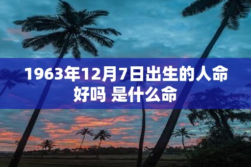 1963年12月7日出生的人命好吗 是什么命