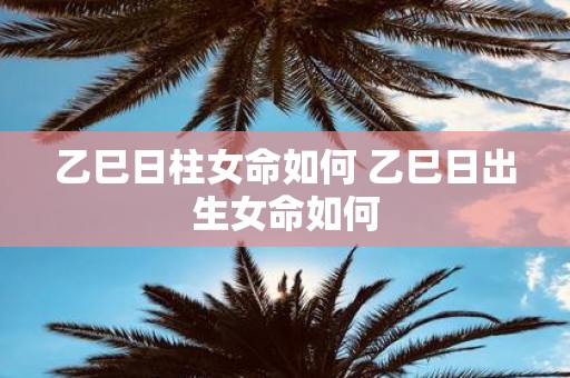 乙巳日柱女命如何 乙巳日出生女命如何