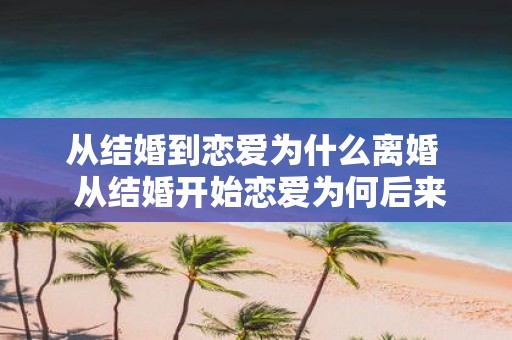 从结婚到恋爱为什么离婚 从结婚开始恋爱为何后来离婚