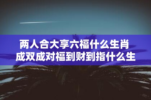两人合大享六福什么生肖 成双成对福到财到指什么生肖