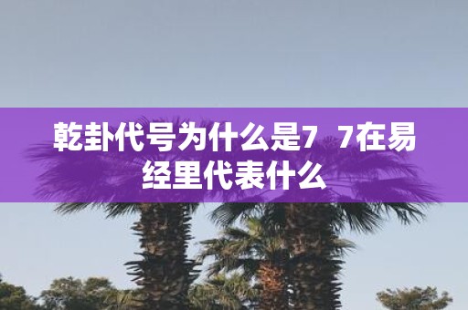 乾卦代号为什么是7 7在易经里代表什么
