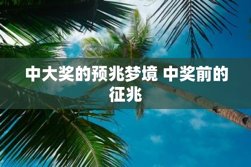 中大奖的预兆梦境 中奖前的征兆