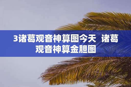 3诸葛观音神算图今天 诸葛观音神算金胆图