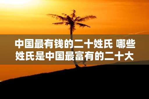 中国最有钱的二十姓氏 哪些姓氏是中国最富有的二十大家族