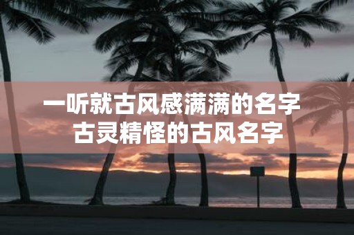 一听就古风感满满的名字 古灵精怪的古风名字