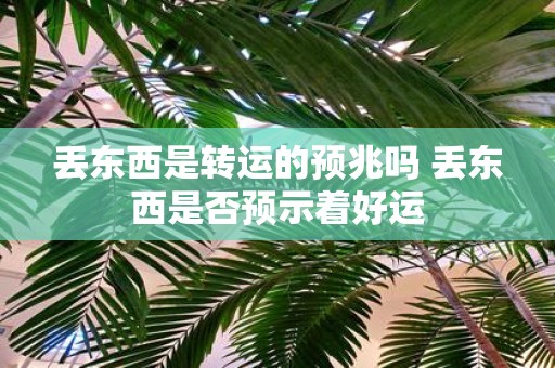 丢东西是转运的预兆吗 丢东西是否预示着好运