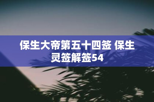 保生大帝第五十四签 保生灵签解签54