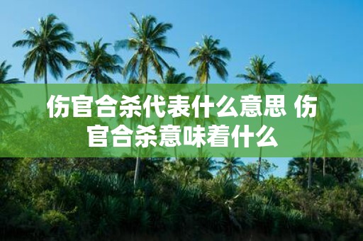伤官合杀代表什么意思 伤官合杀意味着什么