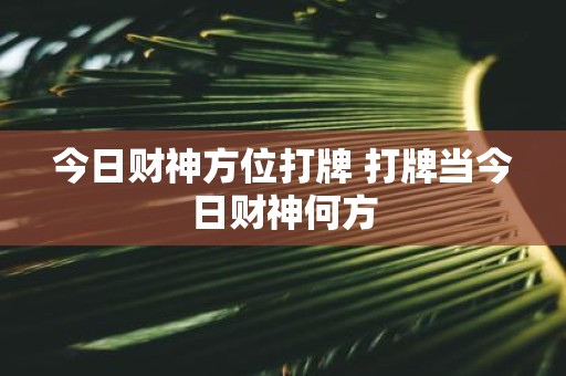 今日财神方位打牌 打牌当今日财神何方