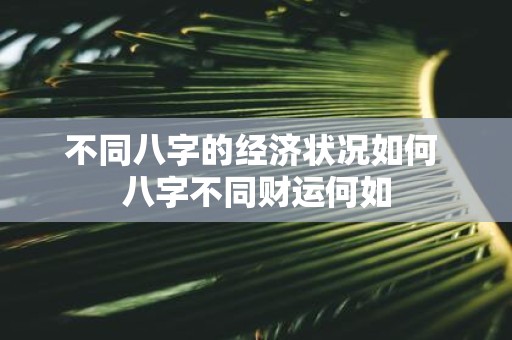 不同八字的经济状况如何 八字不同财运何如