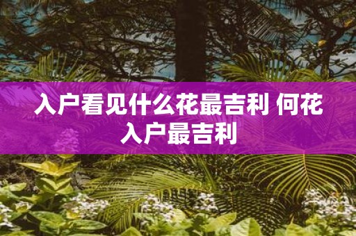 入户看见什么花最吉利 何花入户最吉利