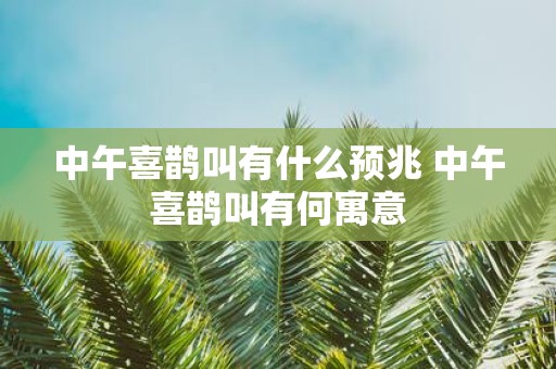 中午喜鹊叫有什么预兆 中午喜鹊叫有何寓意