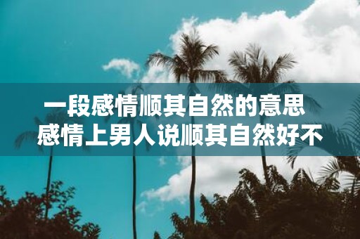 一段感情顺其自然的意思 感情上男人说顺其自然好不好