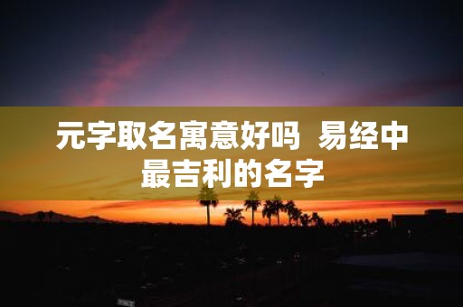 元字取名寓意好吗 易经中最吉利的名字