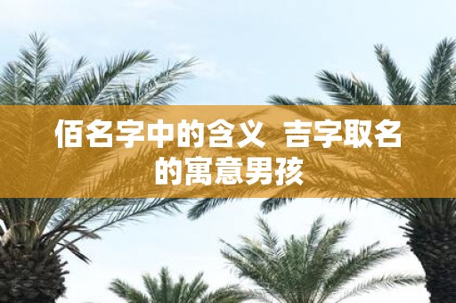 佰名字中的含义 吉字取名的寓意男孩