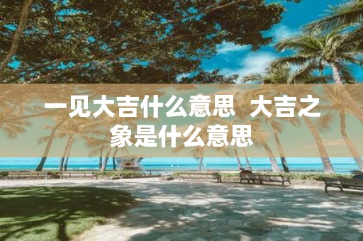 一见大吉什么意思 大吉之象是什么意思