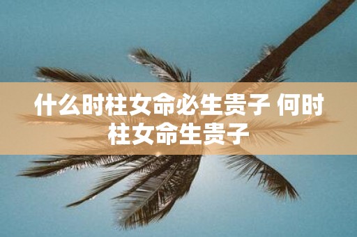 什么时柱女命必生贵子 何时柱女命生贵子